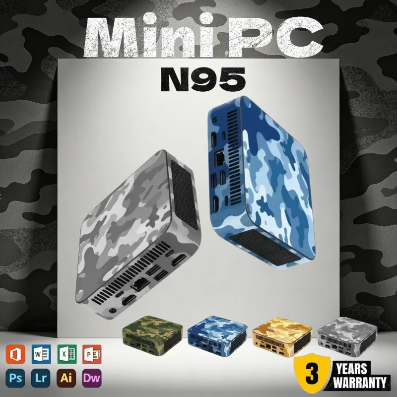 Mini PC Camouflage Colors All Scenes Mini Gaming PC 2026 Intel N95 16GB RAM 1TB 2TB SSD WiFi6 BT5.2 4K Office Study Device