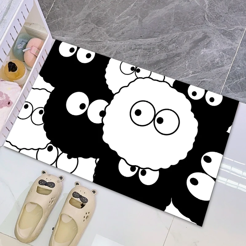 Lovely Black Cat Diatom Floor Mat Bathroom Anti Slip Water Absorption Quick Drying Foot Mat Non-slip Door Mat Cartoon Animal