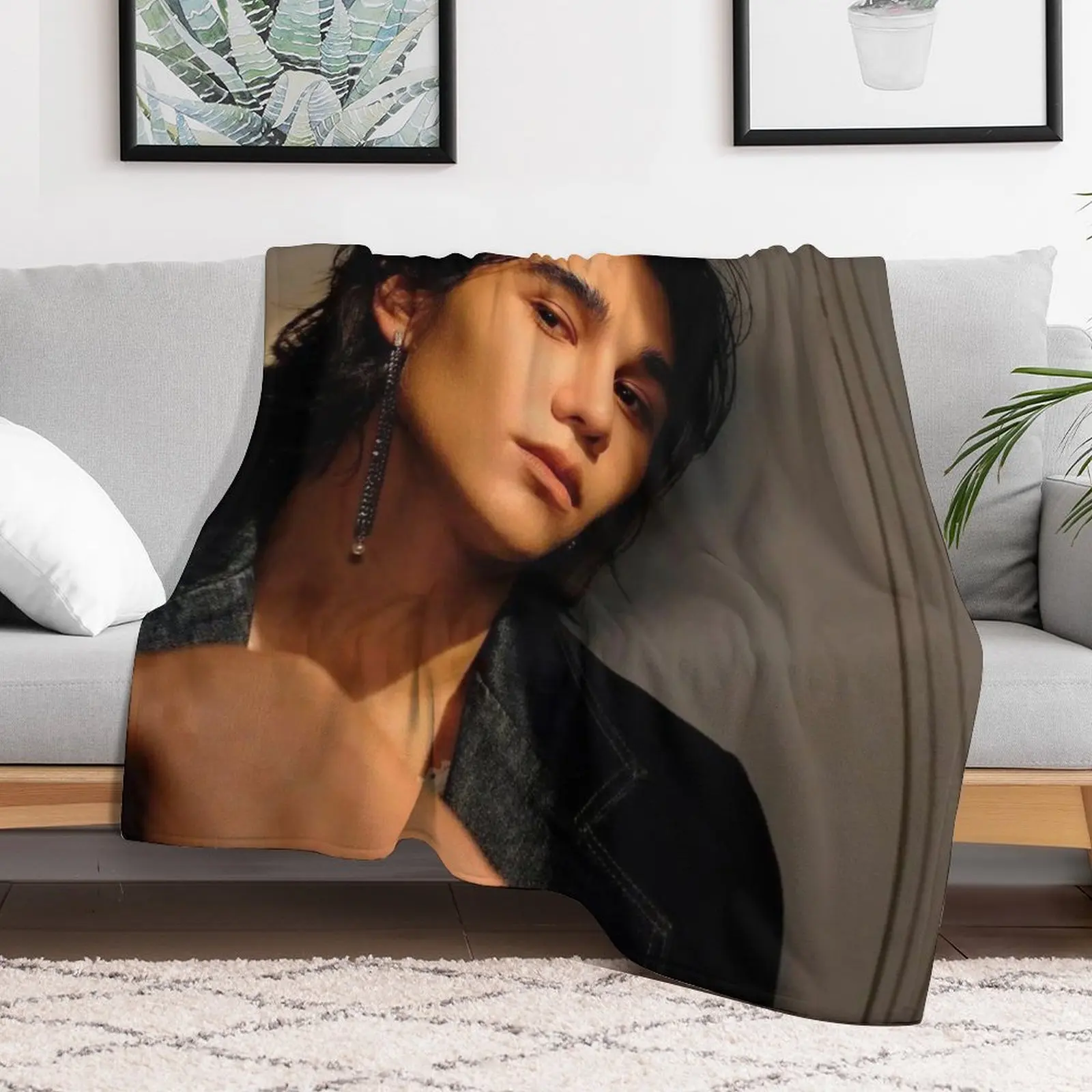 Wuju bakery Sexy Black And White Jeff Satur Saturdayss favourite boy BL SERIES star actor thai asian cutie pie Throw Blanket