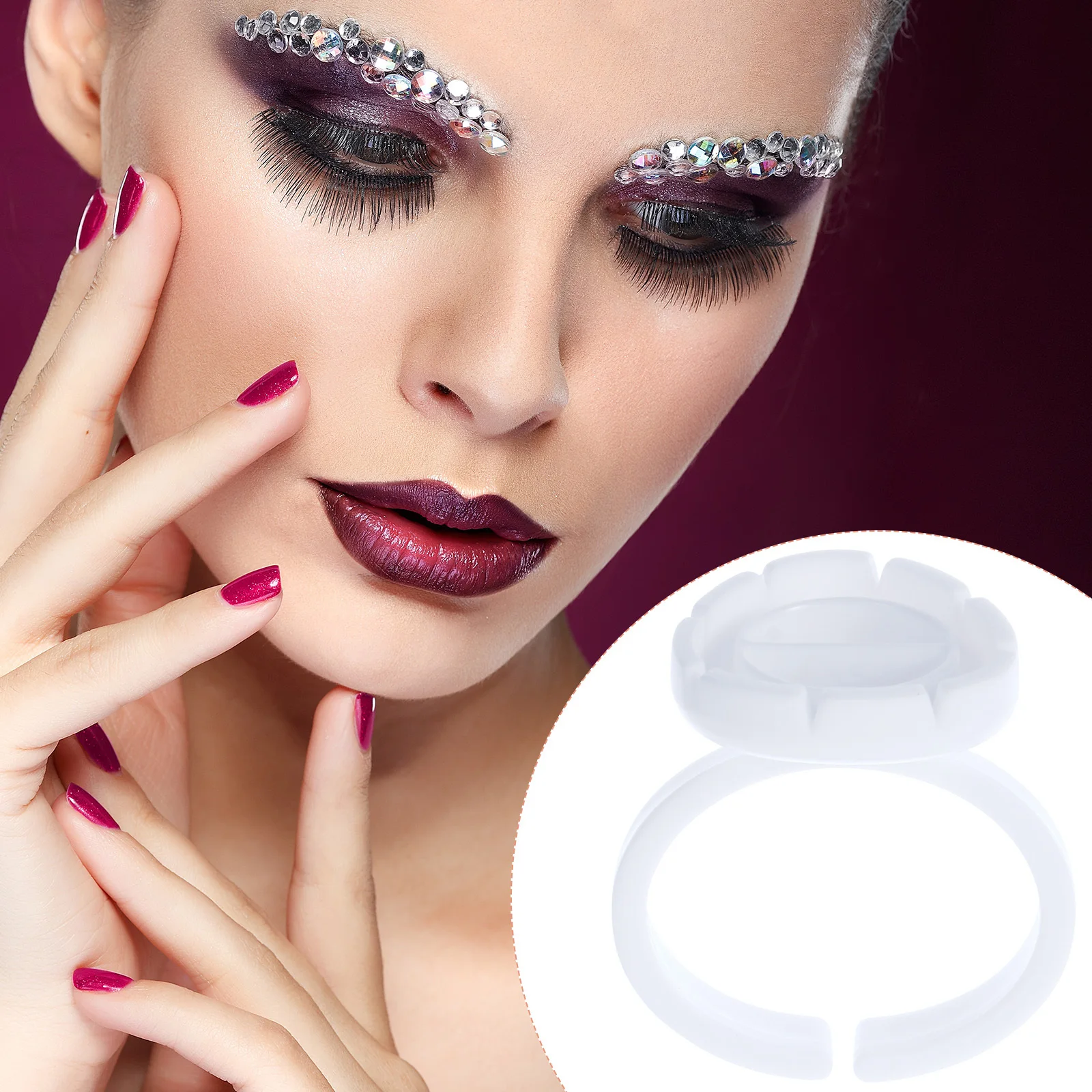 

100Pcs Eyelash Extension Ring Cups Professional Makeup Tool Lash Glue Holder Pigment Container Lash Holder Makeup Supplies