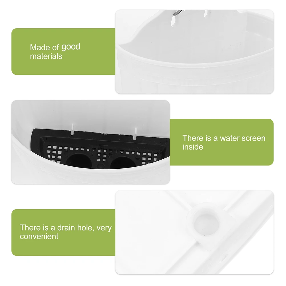 

3 set 3 Sets Large White Hanging Flower Pots Hooks Drainage Net Space Saving Balcony Office Garden Plastic for Indoor Outdoor