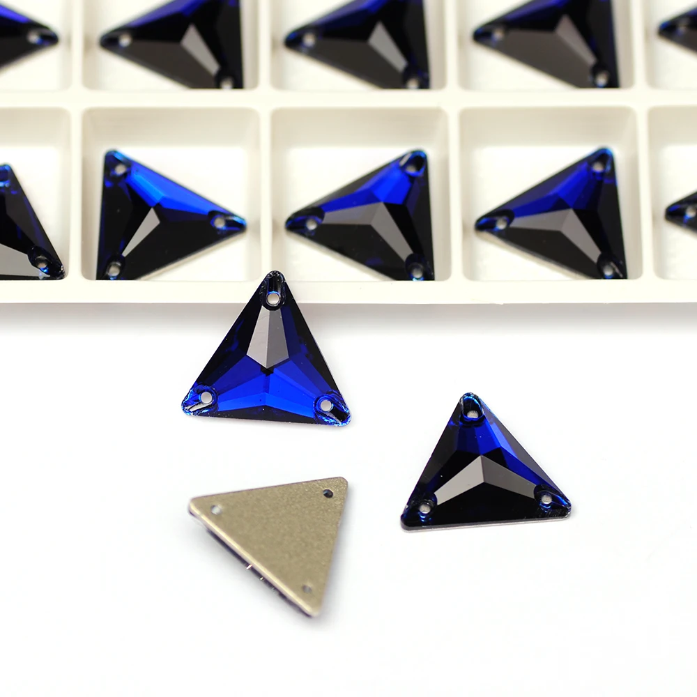 Cobalt Triangle Shape Strass Sew On Rhinestones Glitter Crystal Element crystal stones for Garment Figure Skating clothes