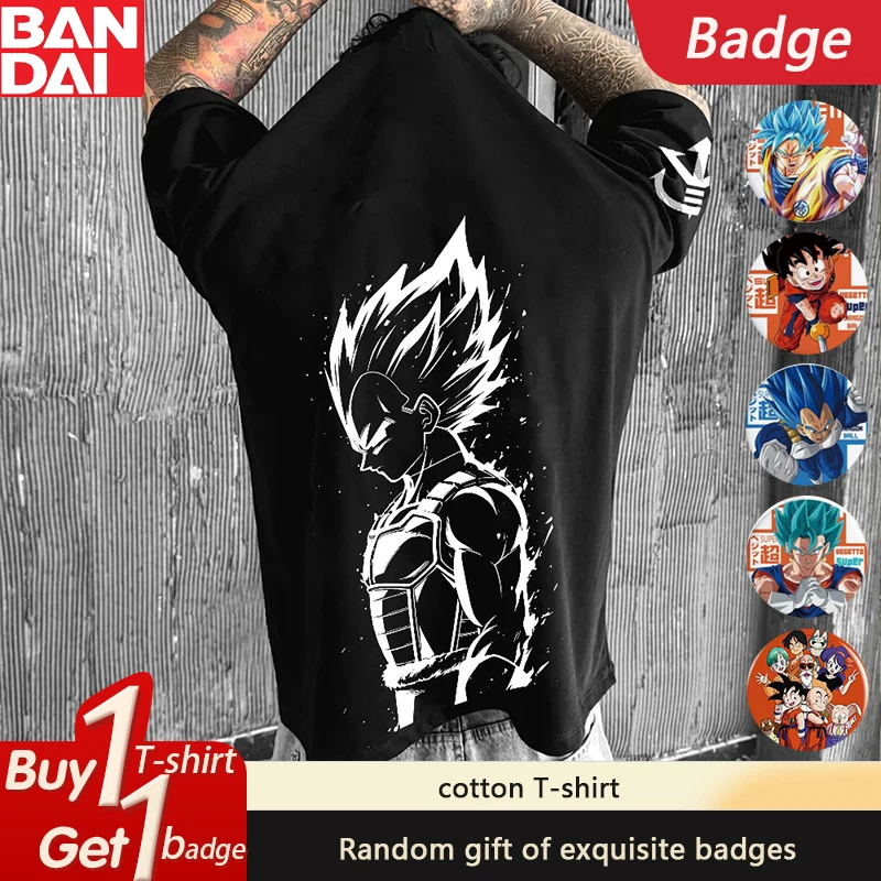 

Dragon Ball Japanese Anime GOKU Majin Buu Vegeta Printed T-Shirt Cotton Summer Fashion Loose Men's and Women's Short Sleeves ins