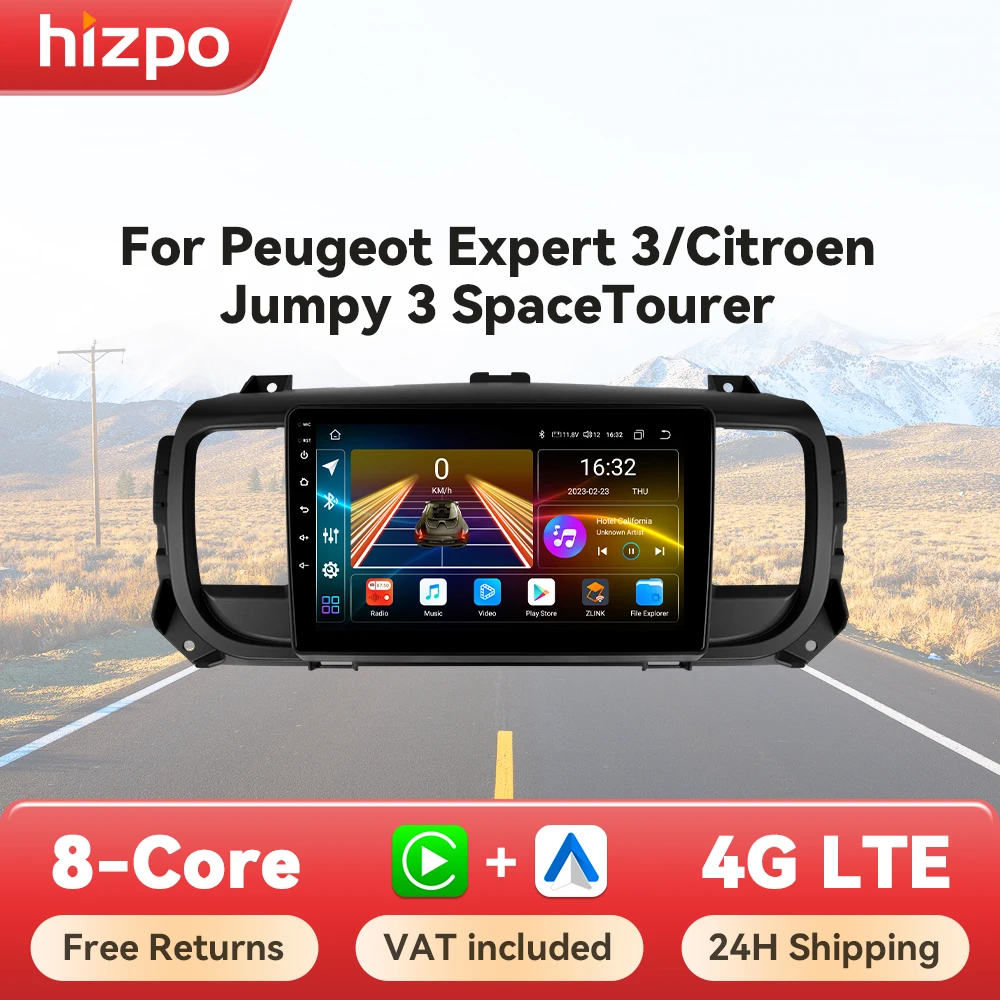 Hizpo  Wireless CarPlay Android Auto For Peugeot Expert 3 Citroen Jumpy 3 SpaceTourer 2016 - 2021 Car Radio Multimedia Video GPS