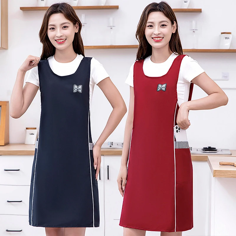

1 Pc Fashionable Slim Waistcoat Apron Waterproof Waist Strap Apron Solid Color Oil-proof Cooking Baking Uniform Breathable