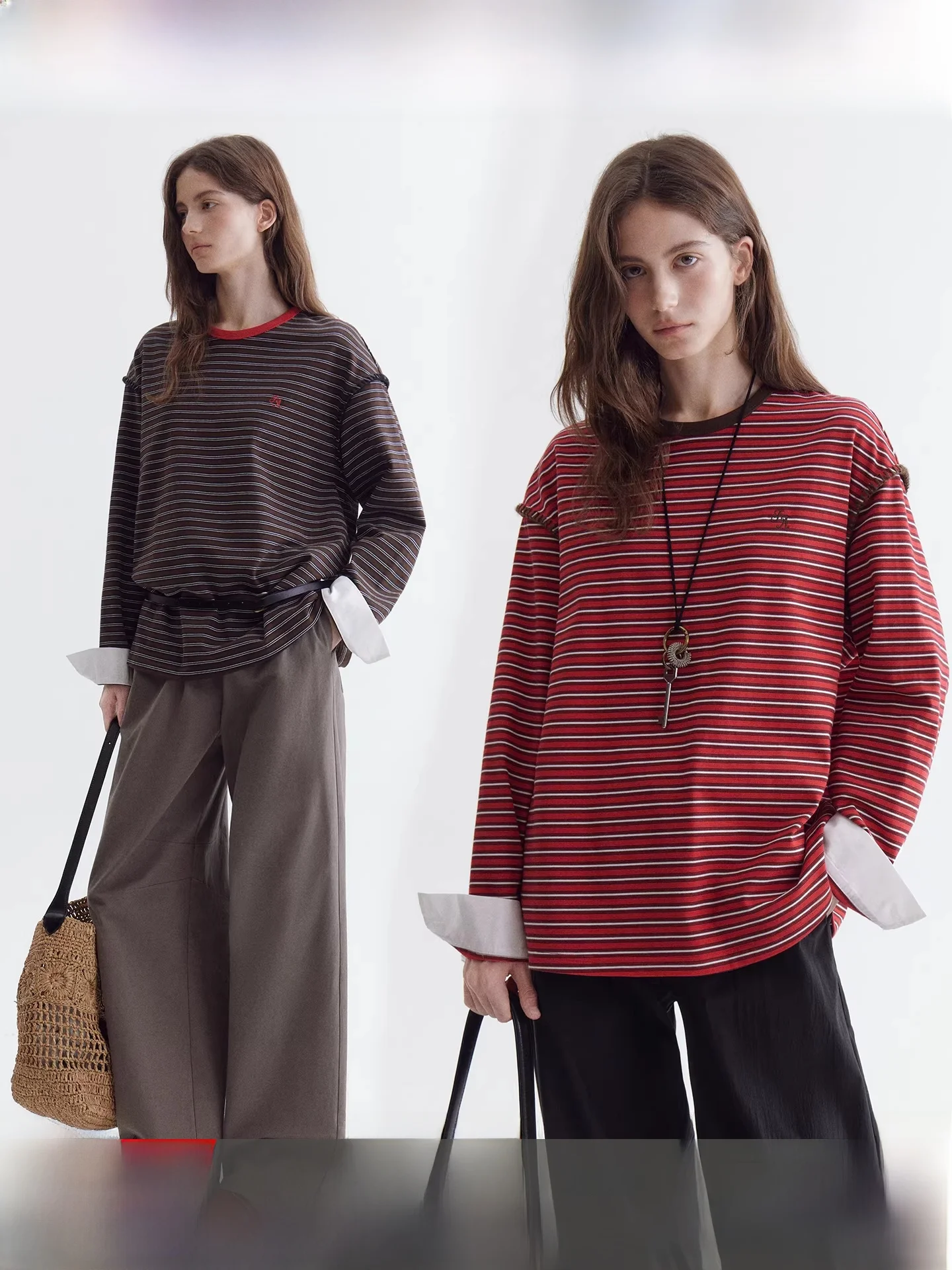 

Fano Spring New Color Blo Striped irt Sve Head round Ne Long Sve T irt Women Lazy Design Top Korean Sle Cotto...