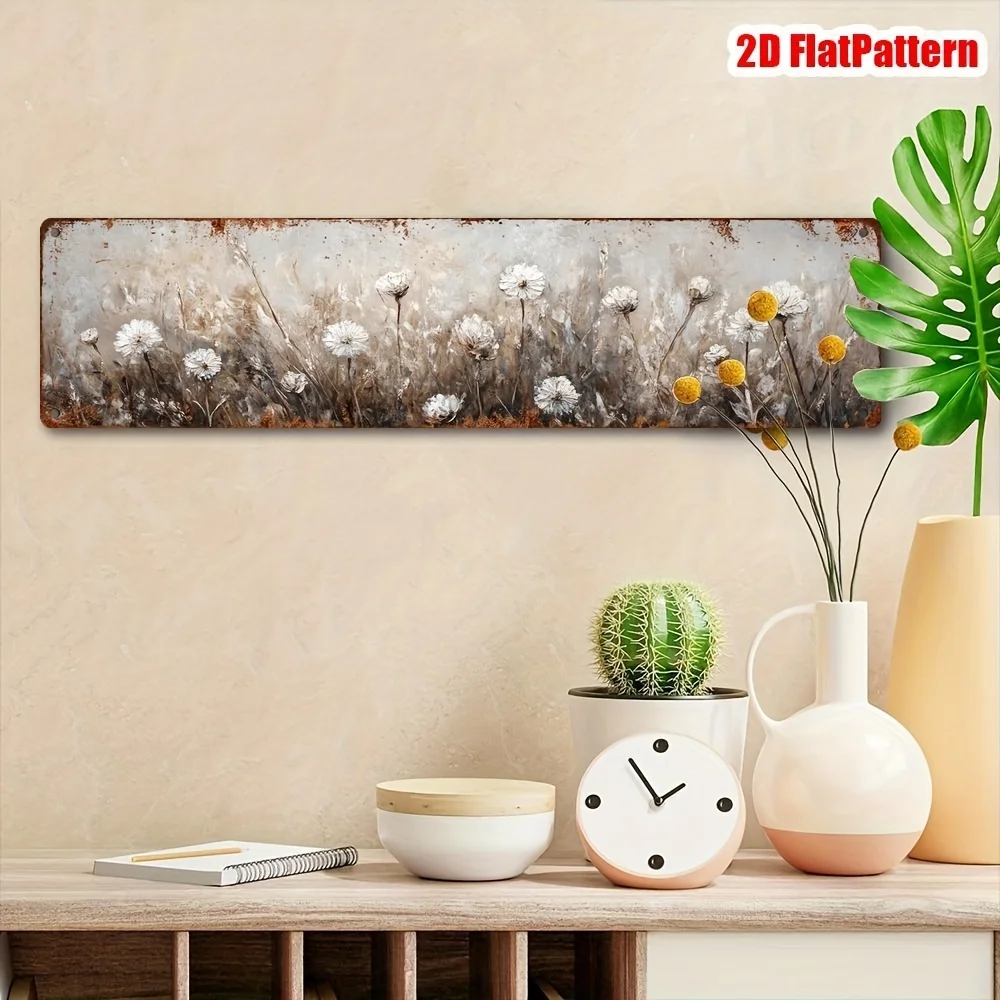 1pc, Oil Painting Style, Floating Dandelions, Metal Sign Outdoor Street Signs Yard Garage Garden Road Sign Metal Signs