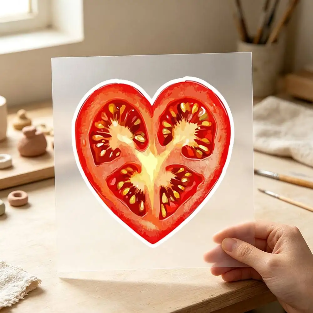 Heart Tomato Slice Casual Waterproof Stickers For Decorating Car Windows Motorcycles And Computers.
