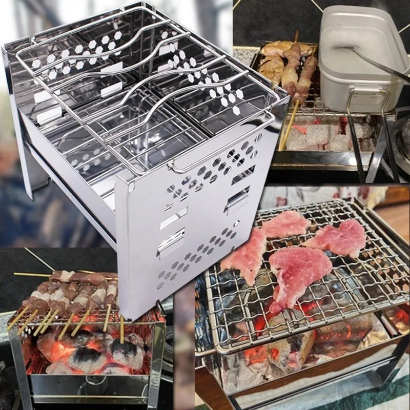 Multifunctional Collapsible Wood Burning Stove for Outdoor Backpacking Hiking BBQ