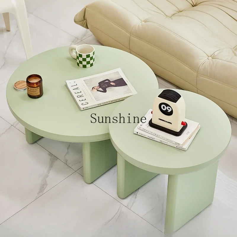 Nordic cream style household living room size combination tea table balcony round side table