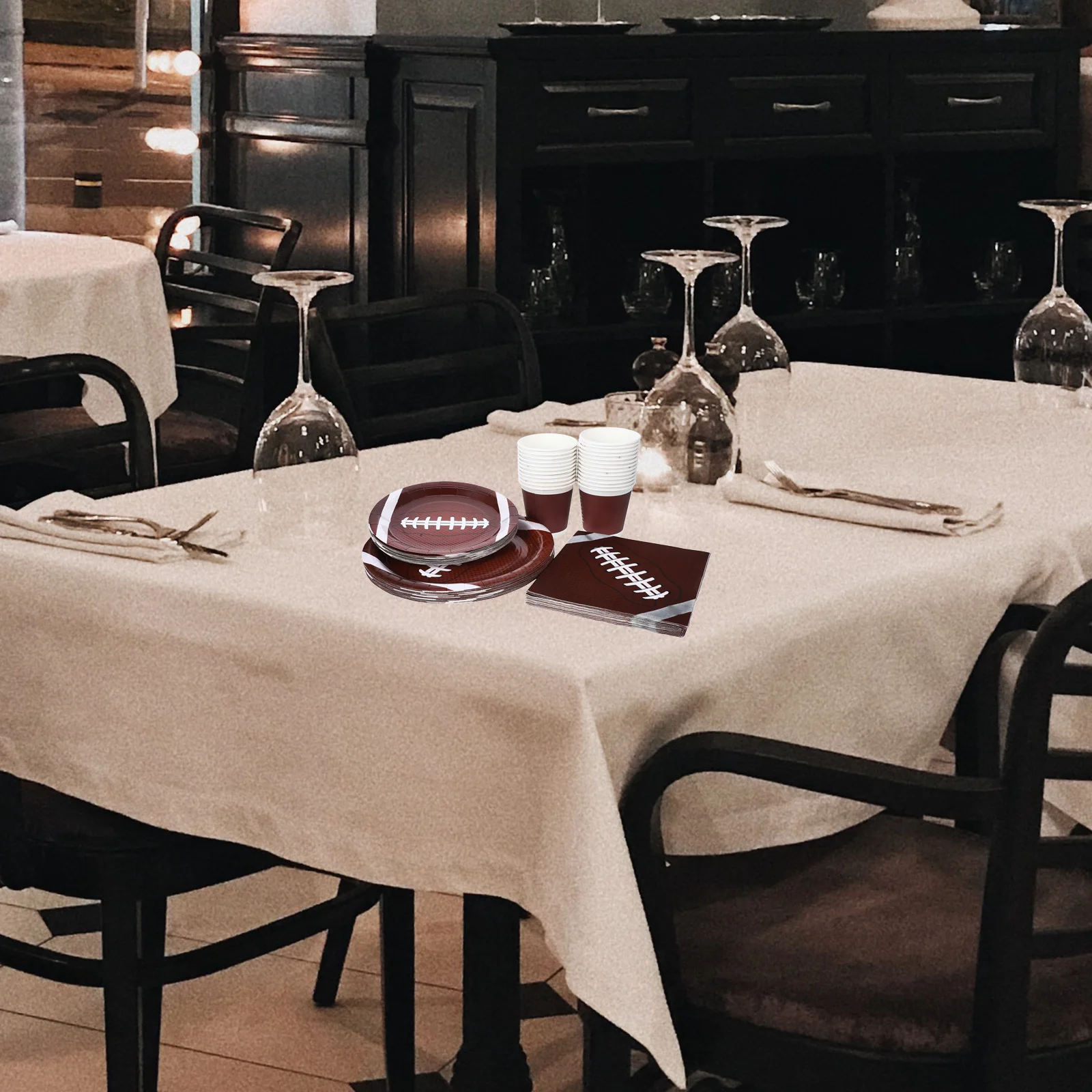 

Rugby Party Cutlery Set Game Dinnerware Kit Decorations Paper Football Table Themed Supplies Tableware