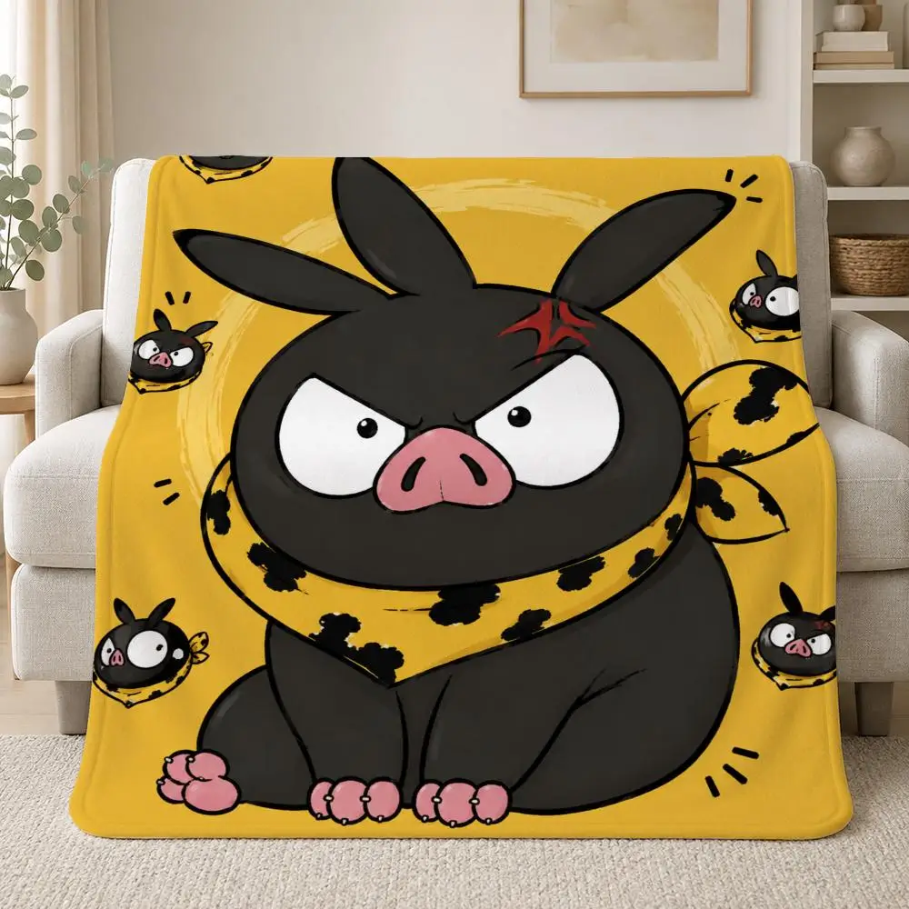 Cute Classic Anime Character Ranma One-Half P-chan Throw Soft Plush Flannel Throw Blanket Sofa Bed Travel Home Decor