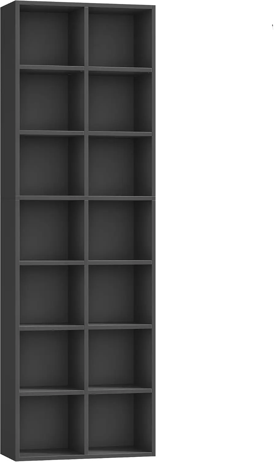 FOTOSOK Bookshelf Bookcase 7-Tier Narrow Bookshelf Tall CD Media Tower Rack | 71'' Black Bookshelf Tall Bookcase with Cube Stora