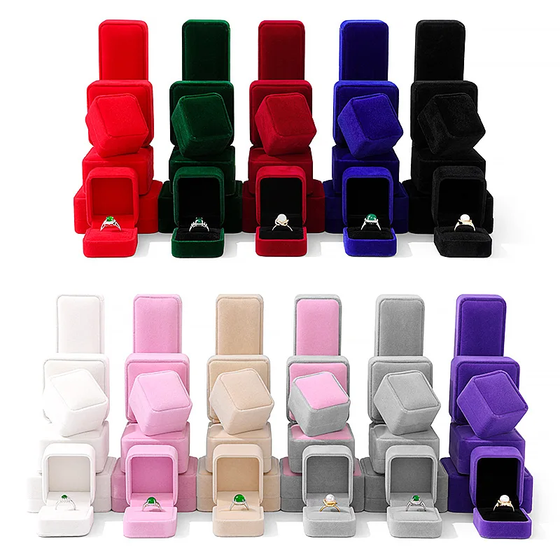 

6Pcs Velvet Jewelry Boxes Set Round Corner Jewelry Storage Organizer Case Gift Packaging Box for Home Display