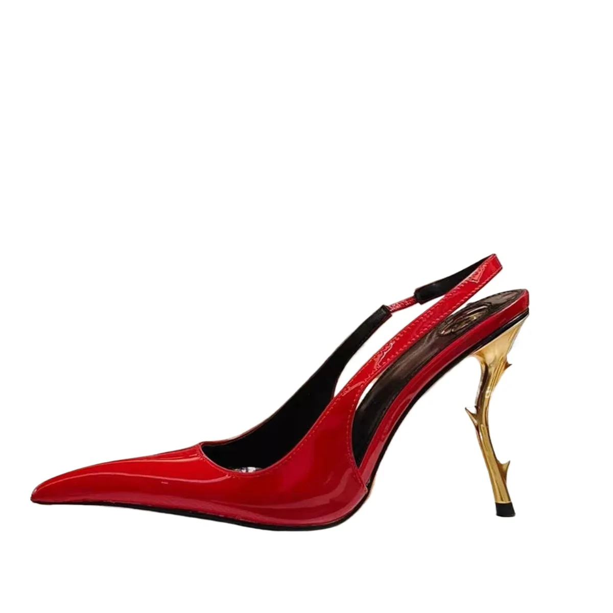 Arden Furtado Summer Patent Leather Alien heel Catwalk shoes Pointed-toe Super high heel sling back shoes large size