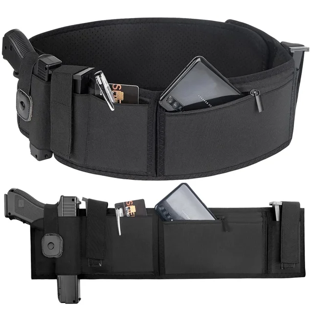Opaska na brzuch kabura na broń ukryte noszenie opaska na talię kabura na pistolet etui Airsoft kabura pas do polowania na świeżym powietrzu Fitness obrona