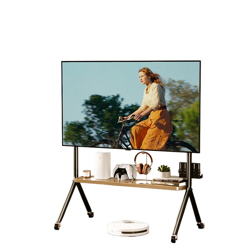 

Mobile TV stand Rolling cart, floor stand on wheels, 32-75 TV Living room bedroom Home theater table storage rack