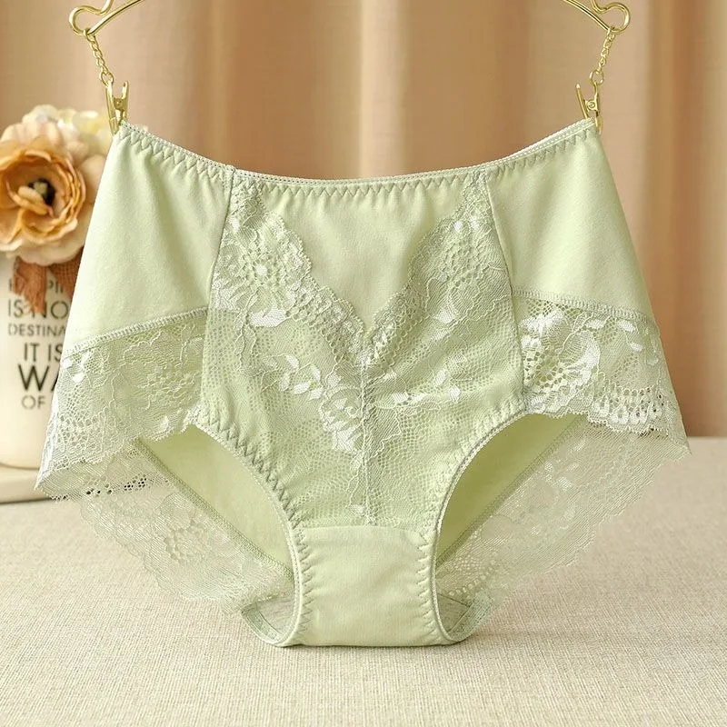 

Underwear Women Cotton Middle Waist Lace Panties Ladies Seamless Breathable Triangle Pants Buttocks Lifting Solid Color Briefs