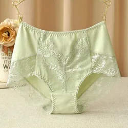 Underwear Women Cotton Middle Waist Lace Panties Ladies Seamless Breathable Triangle Pants Buttocks Lifting Solid Color Briefs