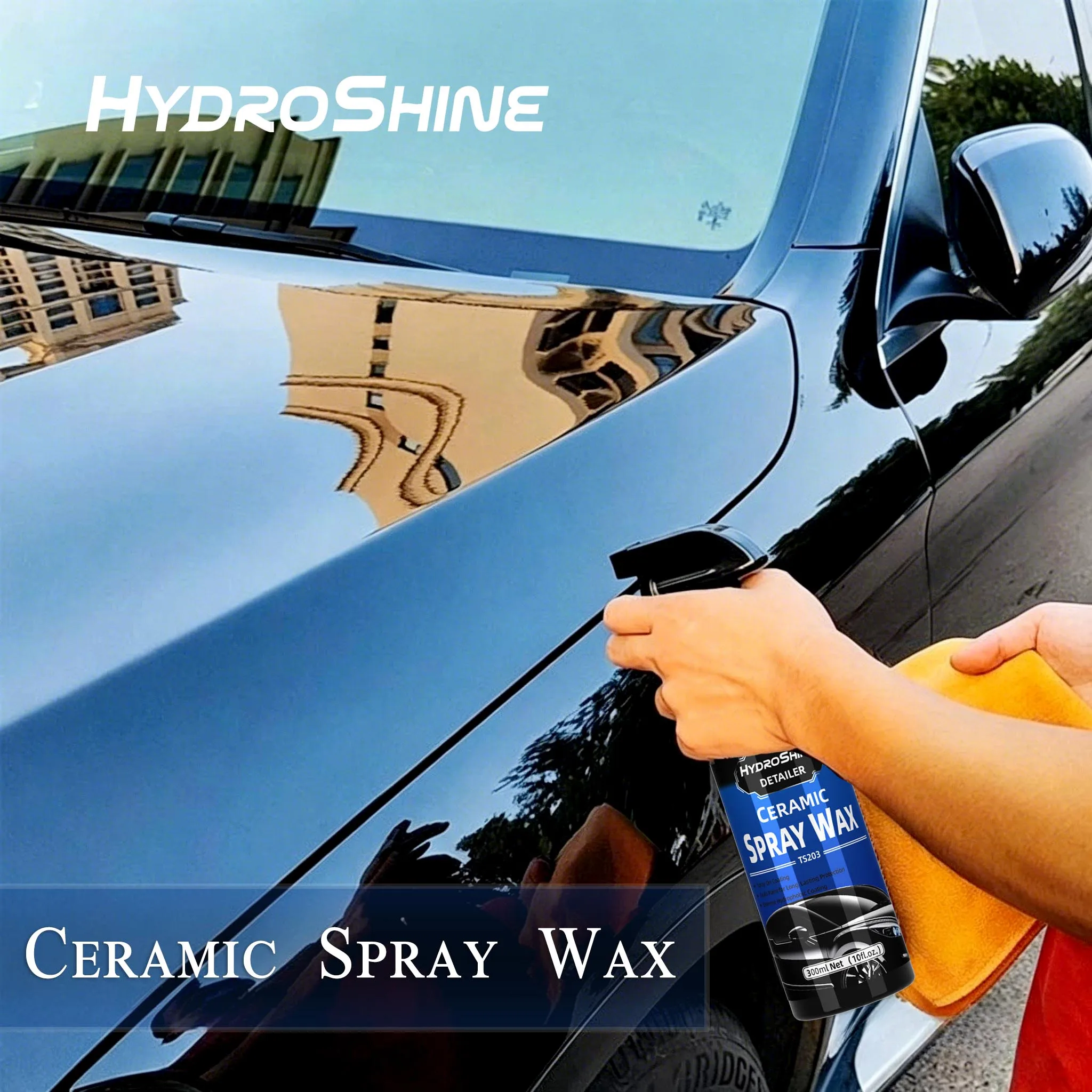 Hydroshine Ceramic Car Coating Wax Spray - Nano Liquid Crystal Hydrophobic Car Detailing for High Shine And Durability Protectio