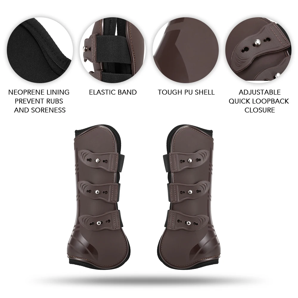 2 PCS Adjustable Horse Leg Boots Equine Front Leg Guard Equestrian Tendon Protection Neoprene Protection Horse Hock Brace