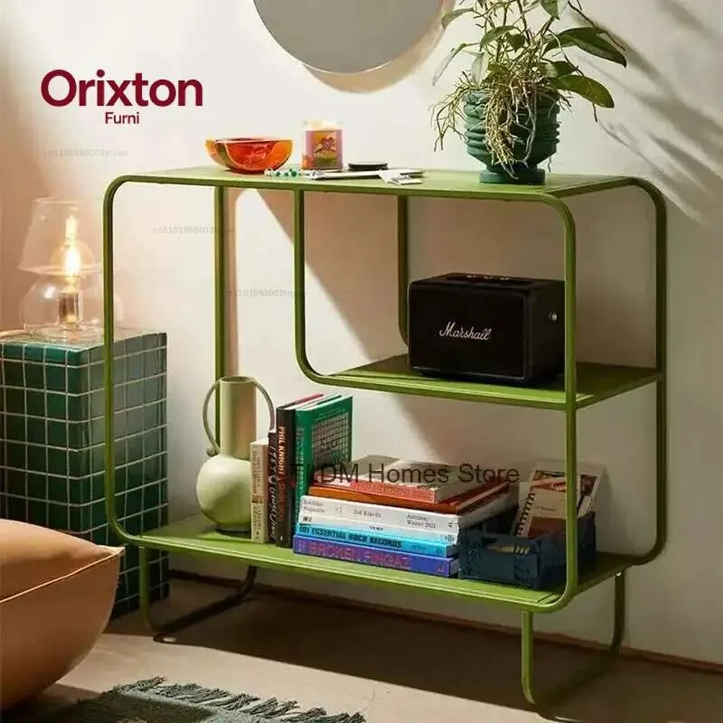 Creative Floor Bookcases Simple Iron Art Bookshelf Storage Organizer Nordic Living Room Furniture Home Sofa Display Side Cabinet