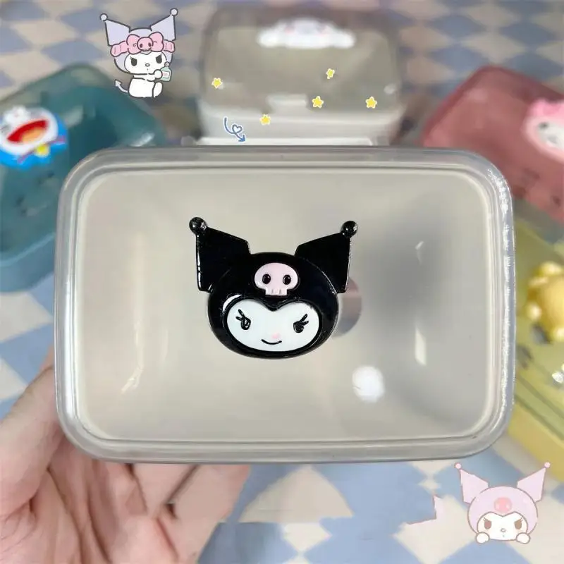 Kawaii Sanrio Hello Kitty My Melody Cinnamoroll kotak sabun gadis kartun lucu penutup lipat kamar mandi sabun cuci piring hadiah Festival