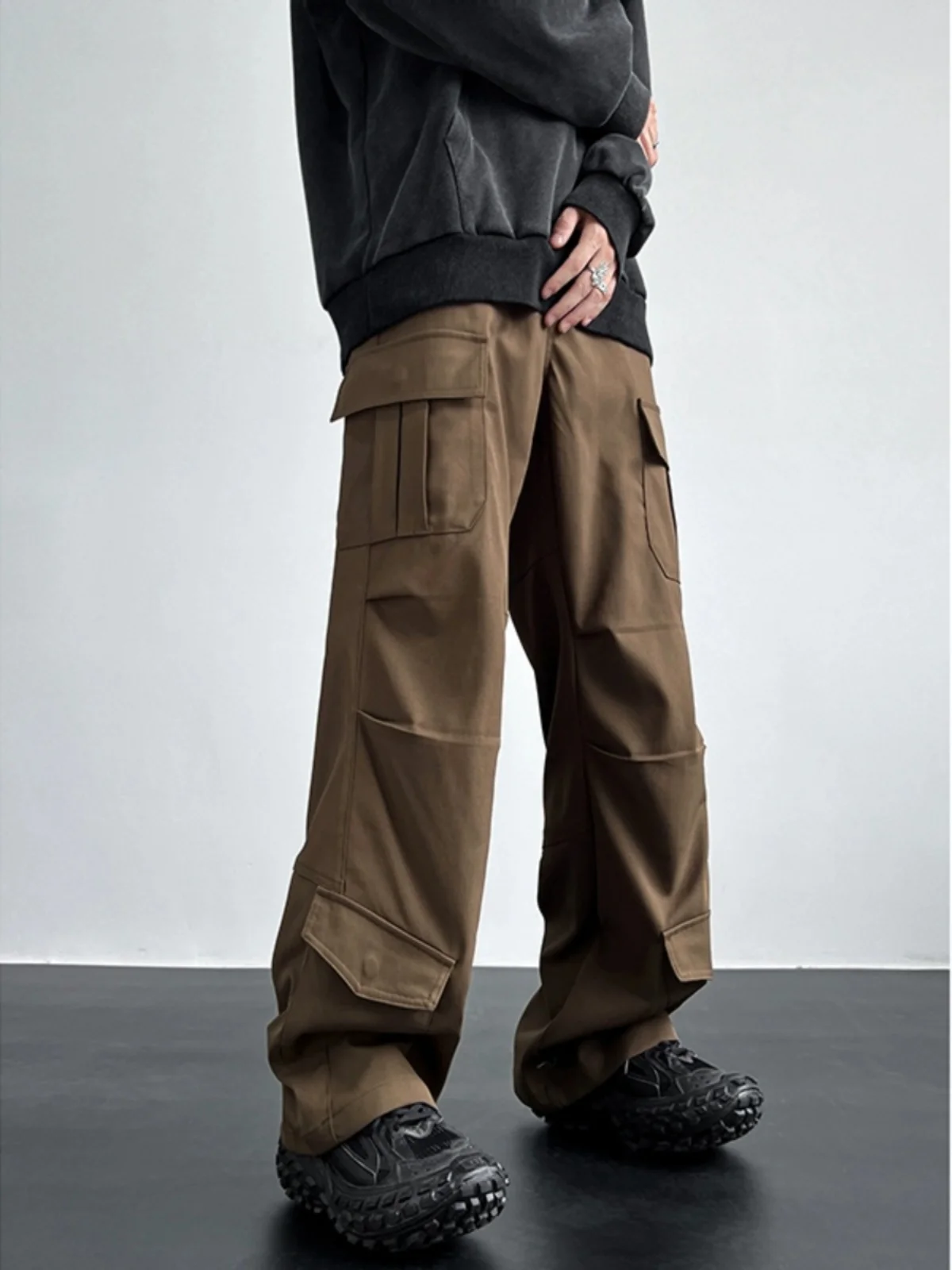 

Мужские брюки Cé Brown: модные, функциональные, для весны и осени, в стиле High Street, повседневные, рабочие, прямого кроя, с защитой от пятен