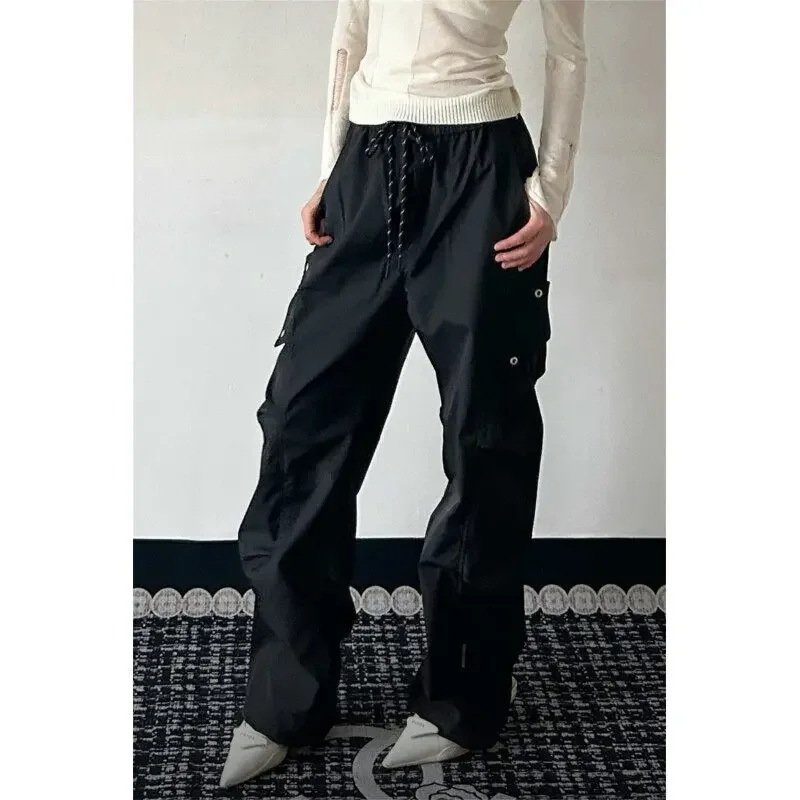 Pop Summer Casual Pants Men Fashion Black Straight Pants Men Streetwear Hip-hop Loose Cargo Pants Mens Joggers Trousers M-3XL