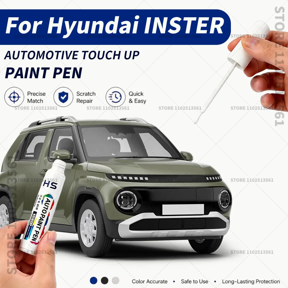 For Hyundai INSTER Black White Professional Car Touch Up Paint Pen Scratch Repair Paint Brush for Automotive Paint Restoration