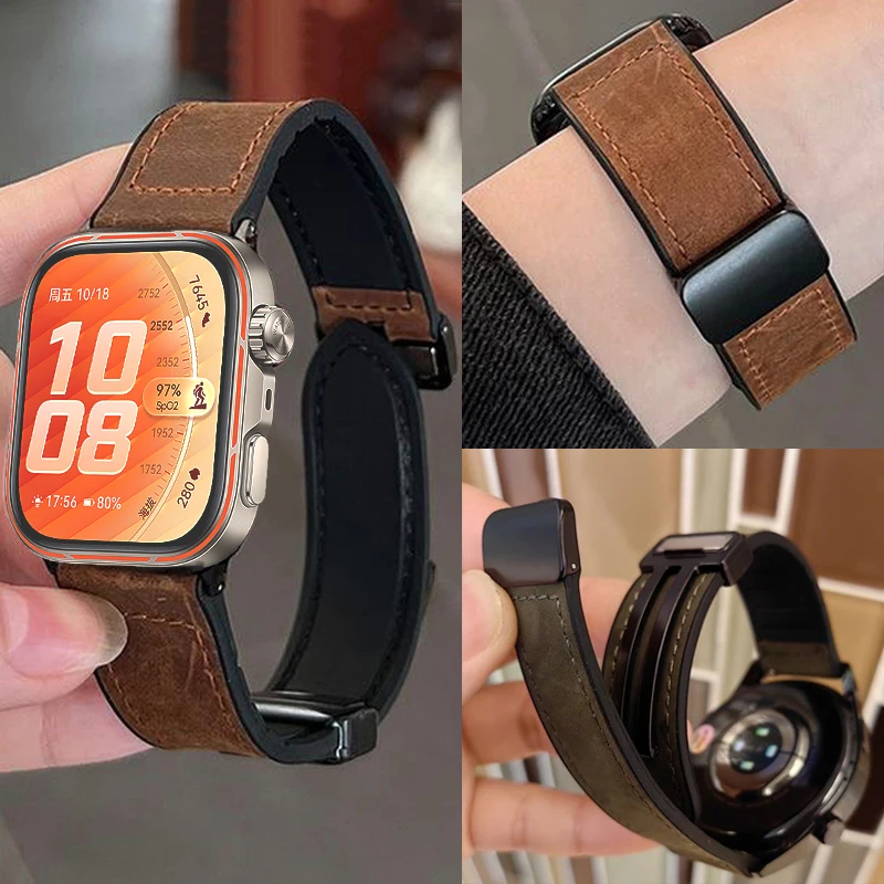 Leder-Silikon-Armband für Huawei Watch Fit 5 Pro Fit5 Fit4 Fit 4Pro Fit3 Band Sport Correa Magnetische Schlaufe Uhrenarmband Armband