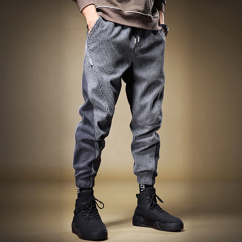 

Мужские повседневные вельветовые брюки Jierenen: свободные, модные, с флисовой подкладкой, в американском ретро-стиле, осенние, свободного кроя, Hara