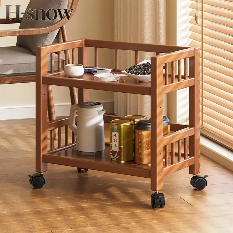Movable trolley household non-coffee table small apartment with wheels, sofa side table, tea rack, multi-functional shelf