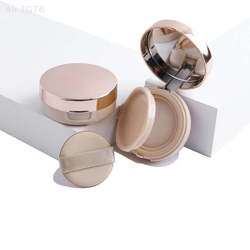 Rose Gold Mini Air Cushion Puff Box Portable Cosmetic Makeup Case with Sponge And Mirror for BB Cream Foundation
