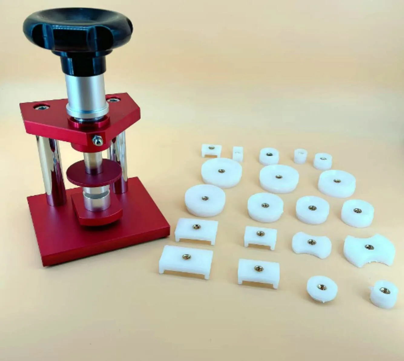 

Precise Crystal Bezel Watch Back Case Cover Press Tool Screw Type with 20 Dies Watchmaker Repair Tool