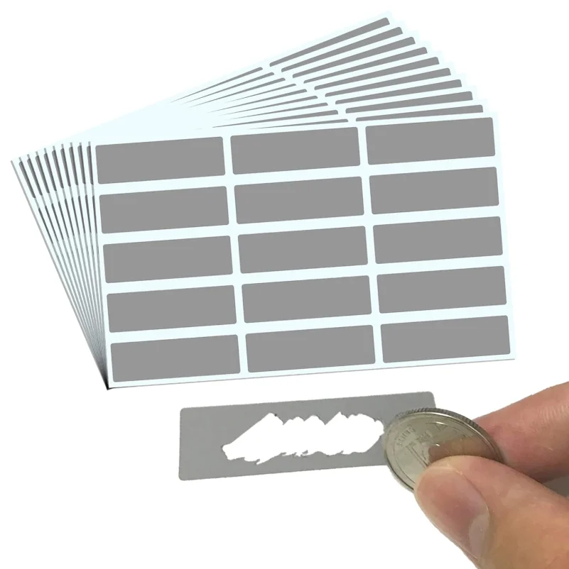 100 Stück/Packung Rechteckige Rubbelaufkleber, 1,9 x 0,6 Zoll – Detail 1