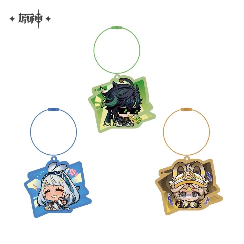 

[Genuine] Game Genshin Impact Q.ver Emoji Series Kachina Cosplay Acrylic Pendant Anime Mualani Kinich 3D DIY Keychain Accessory