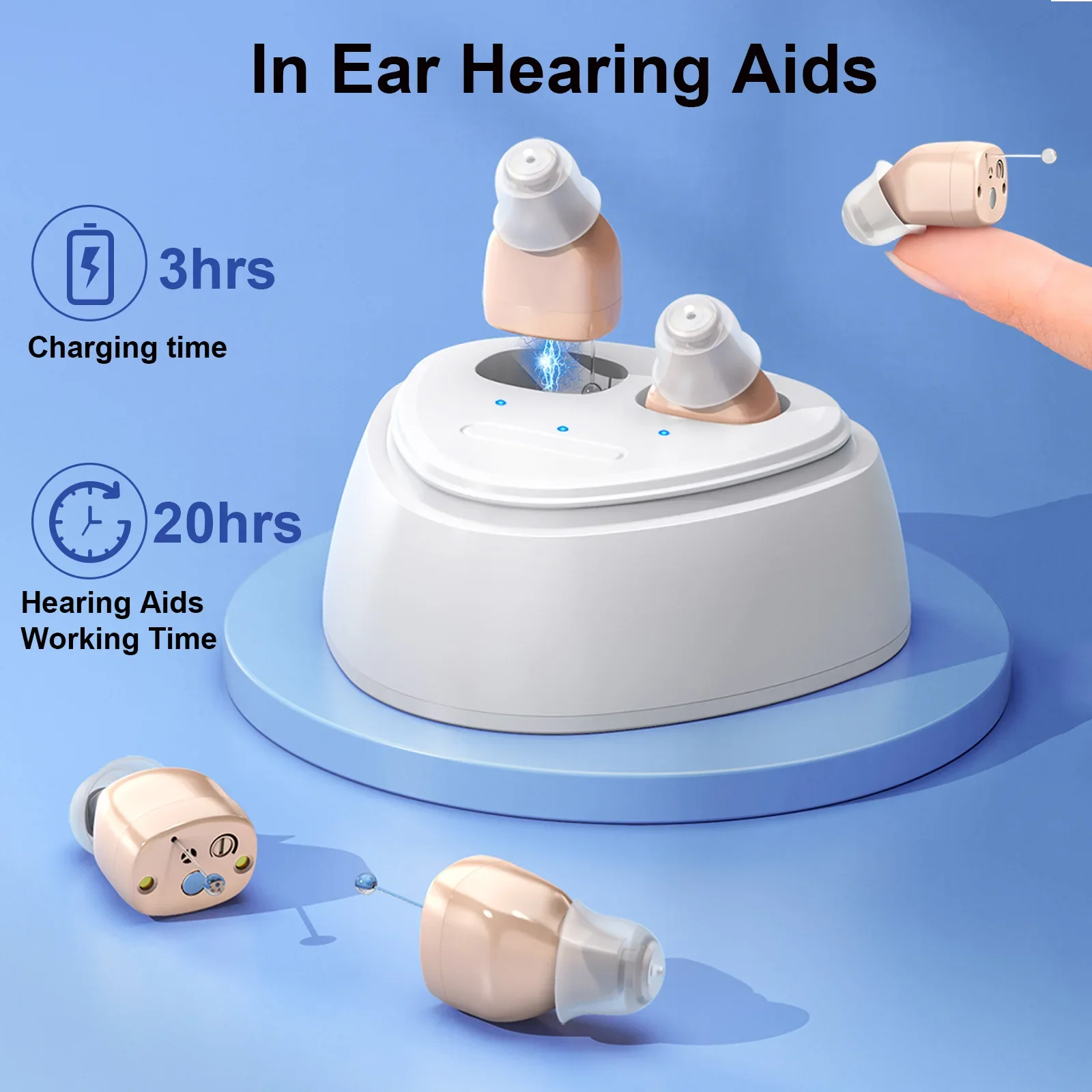 CIC Micro in-ear no-howling hearing aid portable magnetic Rechargeable hearing aid for Seniors with noise reduction function