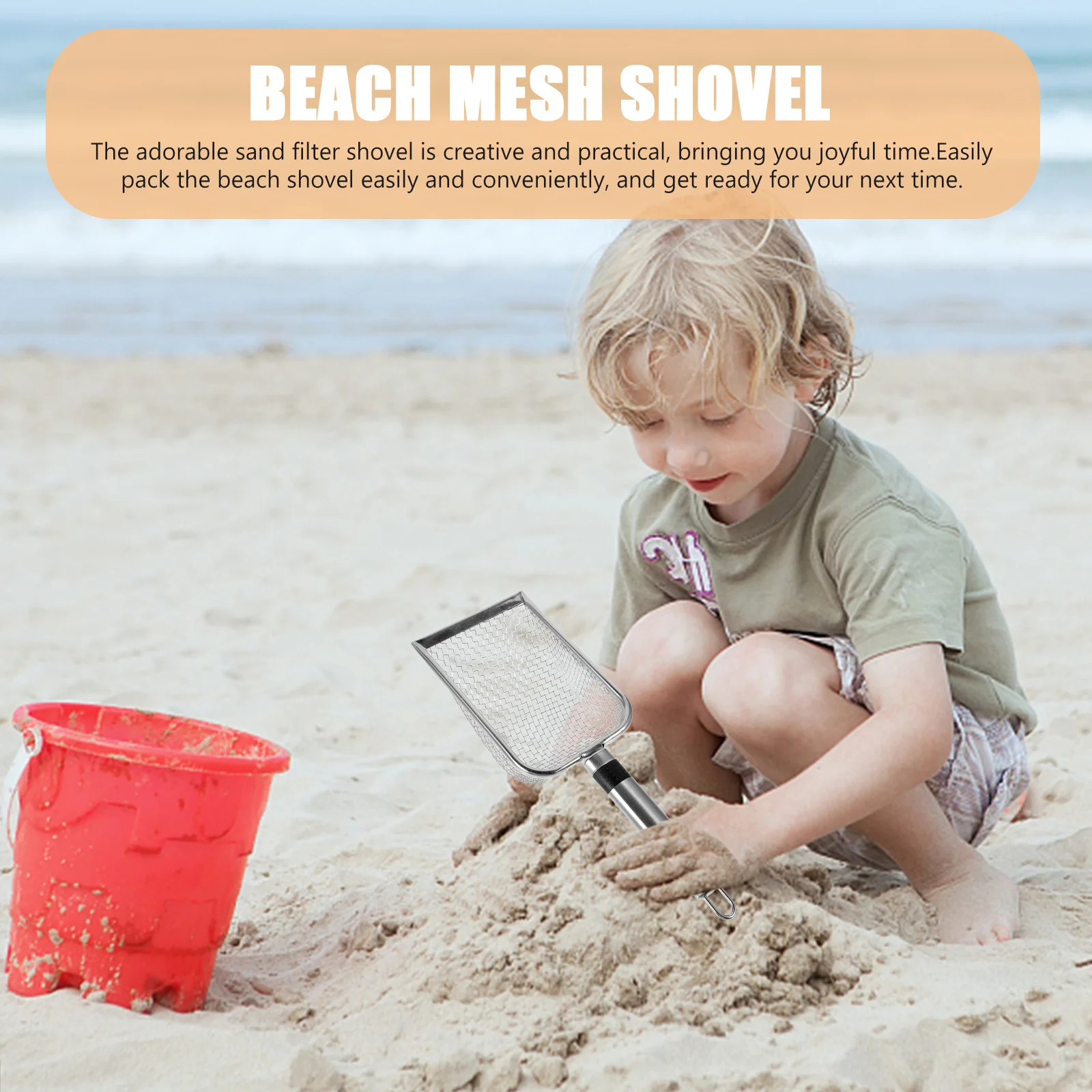 

Stainless Steel Beach Shovel Mesh Filter Tool Durable Anti-Wear Multi-Use for Sand and Shell Collection Beach Mesh Shovel