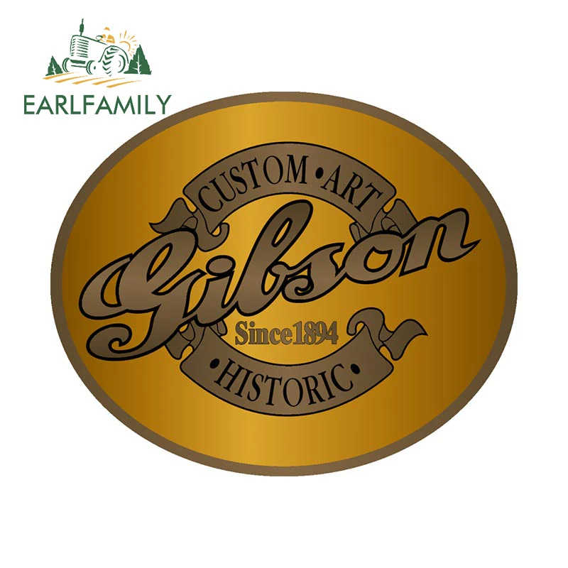 

EARLFAMILY 13cm X 10.7cm Gibson Logo Decal Waterproof Vinyl Car Stickers Car Side Decal Windows Windshield Laptop Scratch-Proof