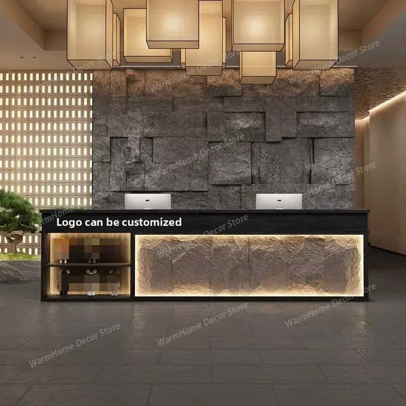 

Modern High-end Customization Furniture New Chinese Reception Desks Hotel B & B Bar Retro Health Club Restaurant Reception Desks