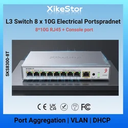 XikeStor Layer 3 Managed Ethernet Switch, 8 Full 10G RJ45 Ports, Support Static Routing/VLAN Division, Temperature Controlled Fa
