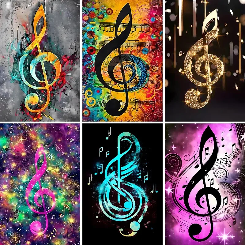 

Colorful Musical Notes Diamond Painting, Mosaic Cross Stitch, Abstract Music Ultra Handwork, Full Square, Kids Birthday Gift