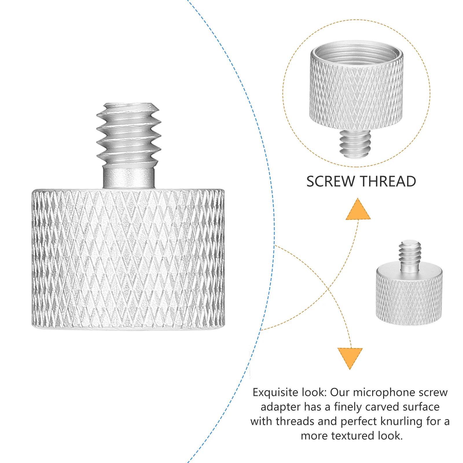 2 قطعة محول برغي الميكروفون 5/8 إلى 1/4 محول خيط الميكروفون جودة عالية تصميم دقيق متين مضاد للانزلاق مستقر وسهل التجميع #5