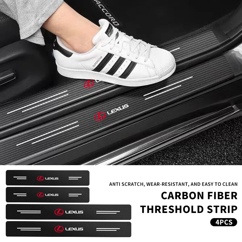 

Car Sticker Carbon Fiber Leather Car Door Sill Protection Strip Decorative Car Accessories For Lexus F SPORT GX460 Ct200h IS250