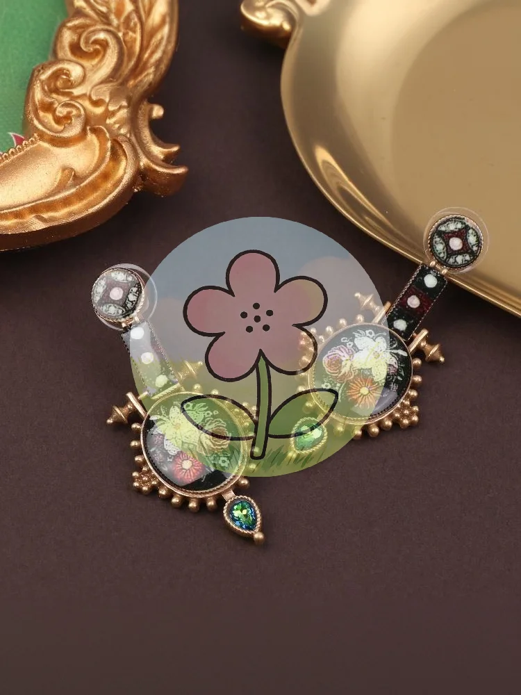 

☛Vintage Court Style Ethnic Flower Pattern Design Flower High-end Ethnic Style Elegant Jewelry Gift