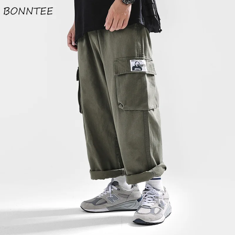 

Японские брюки-карго, мужские свободные брюки с несколькими карманами, винтажные подростковые красивые уличные брюки, универсальная модная стираная M-5XL, мягкая