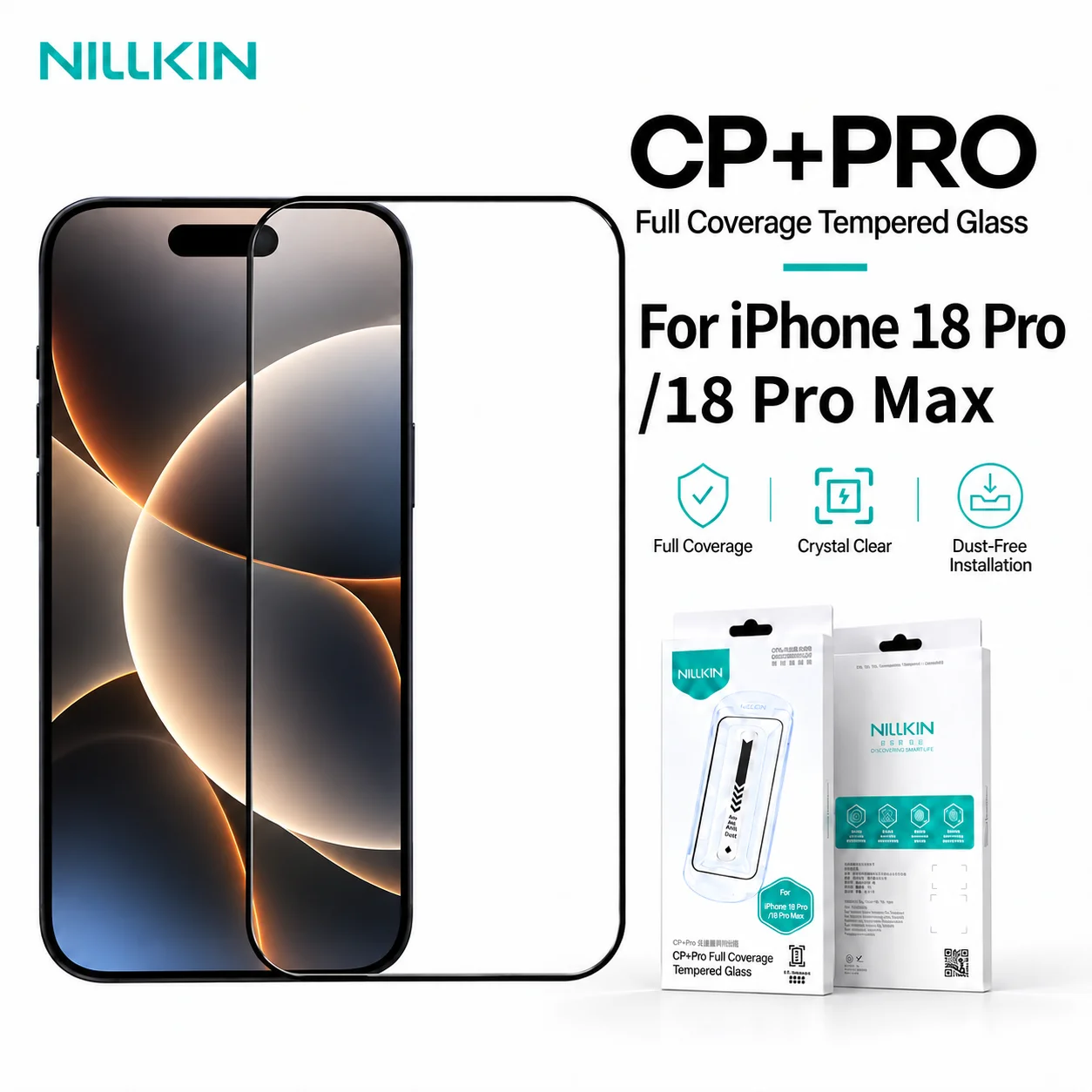 NILLKIN Glass For iPhone 18 Pro Max 2.5D HD Clear 9H Ultra-Thin Film Support Fingerprint Unlock 9H FM5003