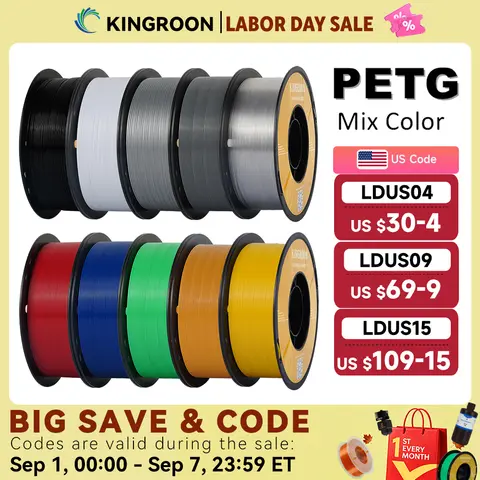 KINGROON PETG 3D Printer Filament 1.75mm 5KG 10KG Mix Color 3D Printing Material 1kg/roll  petg Plastic For FDM 3dprinter