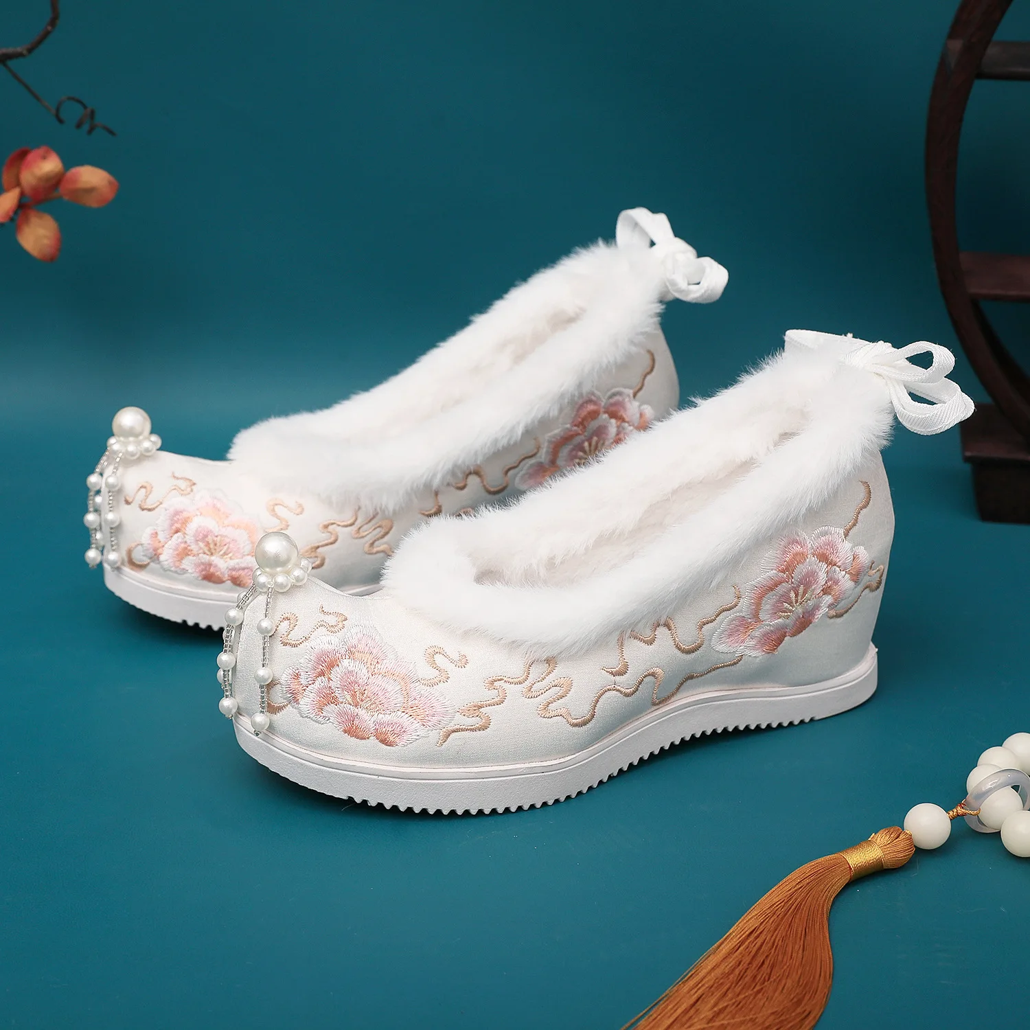 Cos Sweet Lolita Hanfu Shoes Women's New 2024 Antique Style Paired With Antique Embroidered Shoes Women's Bow Shoes